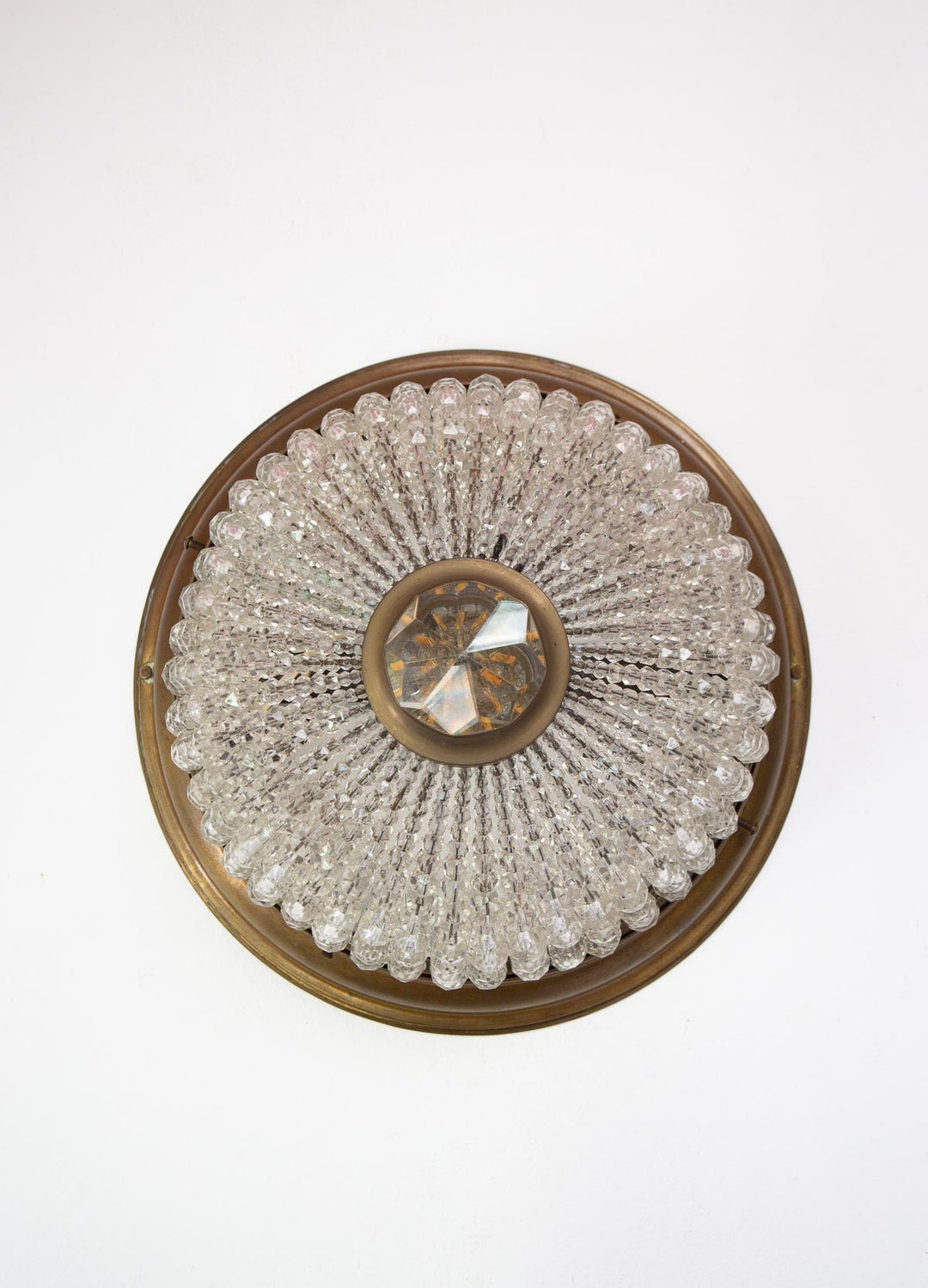 Antiguo plafón checo cristal Bohemia y latón c. 1920-30 (31 cm)