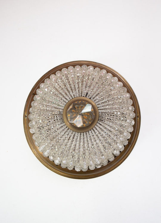 Antiguo plafón checo cristal Bohemia y latón c. 1920-30 (31 cm)