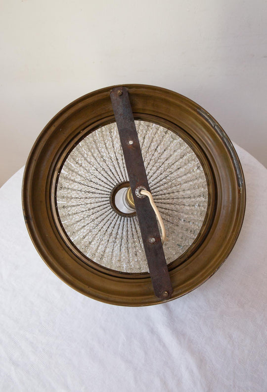 Antiguo plafón checo cristal Bohemia y latón c. 1920-30 (31 cm)