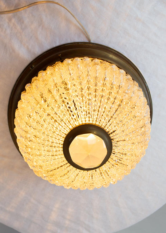 Antiguo plafón checo cristal Bohemia y latón c. 1920-30 (31 cm)