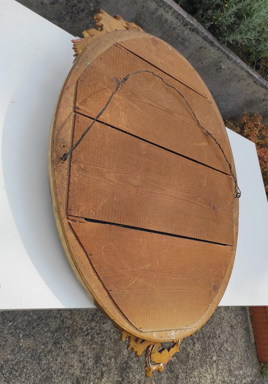 Antiguo espejo dorado francés estilo Louis XV/Isabelino con copete s. XIX (120*66 cm)