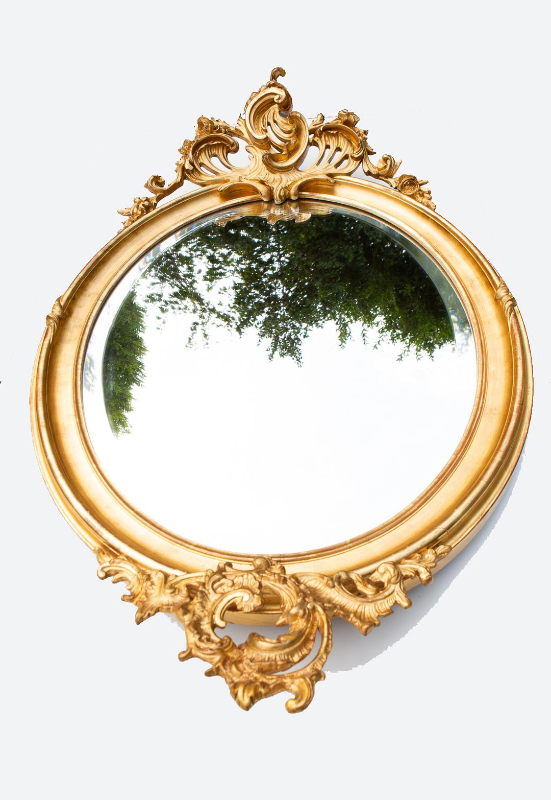 Antiguo espejo dorado francés estilo Louis XV/Isabelino con copete s. XIX (120*66 cm)