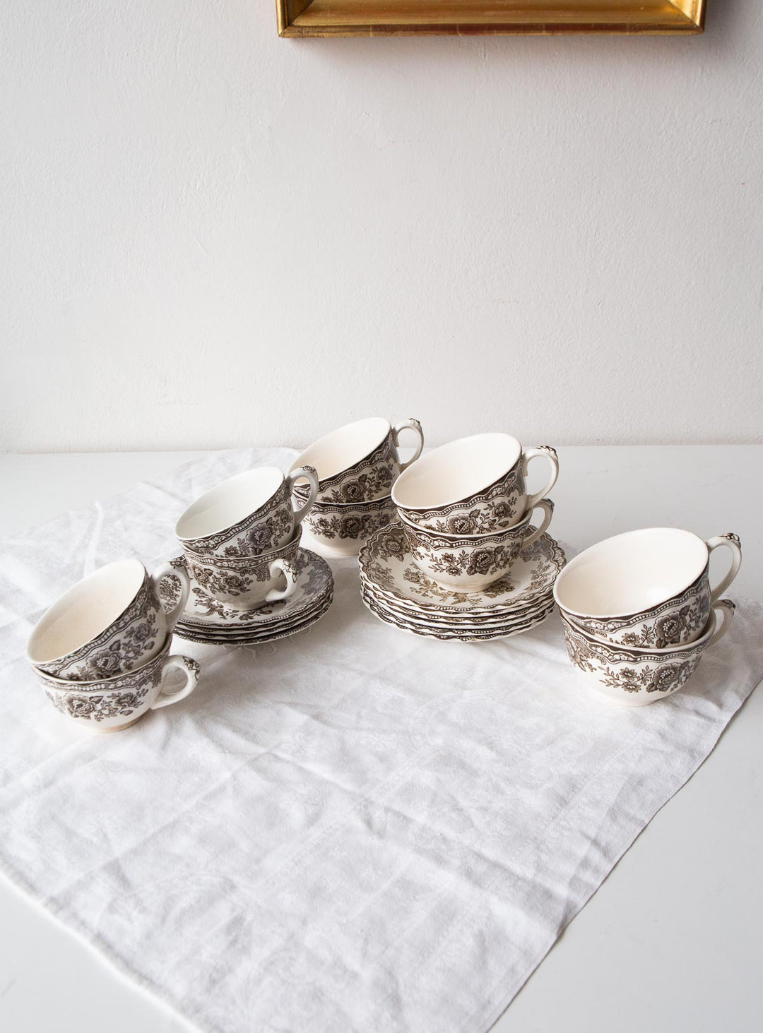 Juego 6 tazas té inglesas Crown Ducal Staffordshire mod. Bristol Asiatic Pheasants  c. 1940s (Copia)