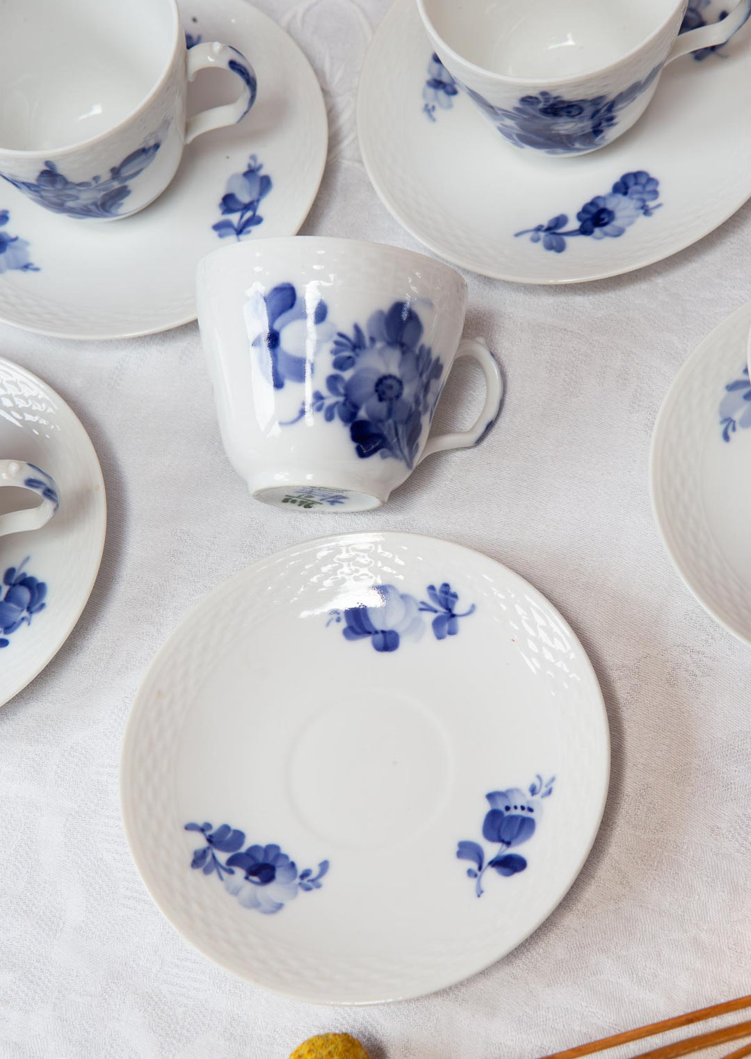 Juego de tazas moka porcelana danesa Royal Copenhagen "Blå Blomst" (10 SERVICIOS)