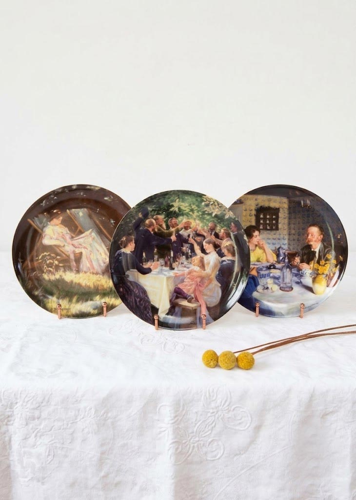 Plato decorativo porcelana danesa Bing & Grøndahl "En el almuerzo" P.S. Krøyer 1986