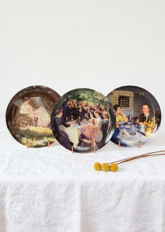Plato decorativo porcelana danesa Bing & Grøndahl "En el almuerzo" P.S. Krøyer 1986