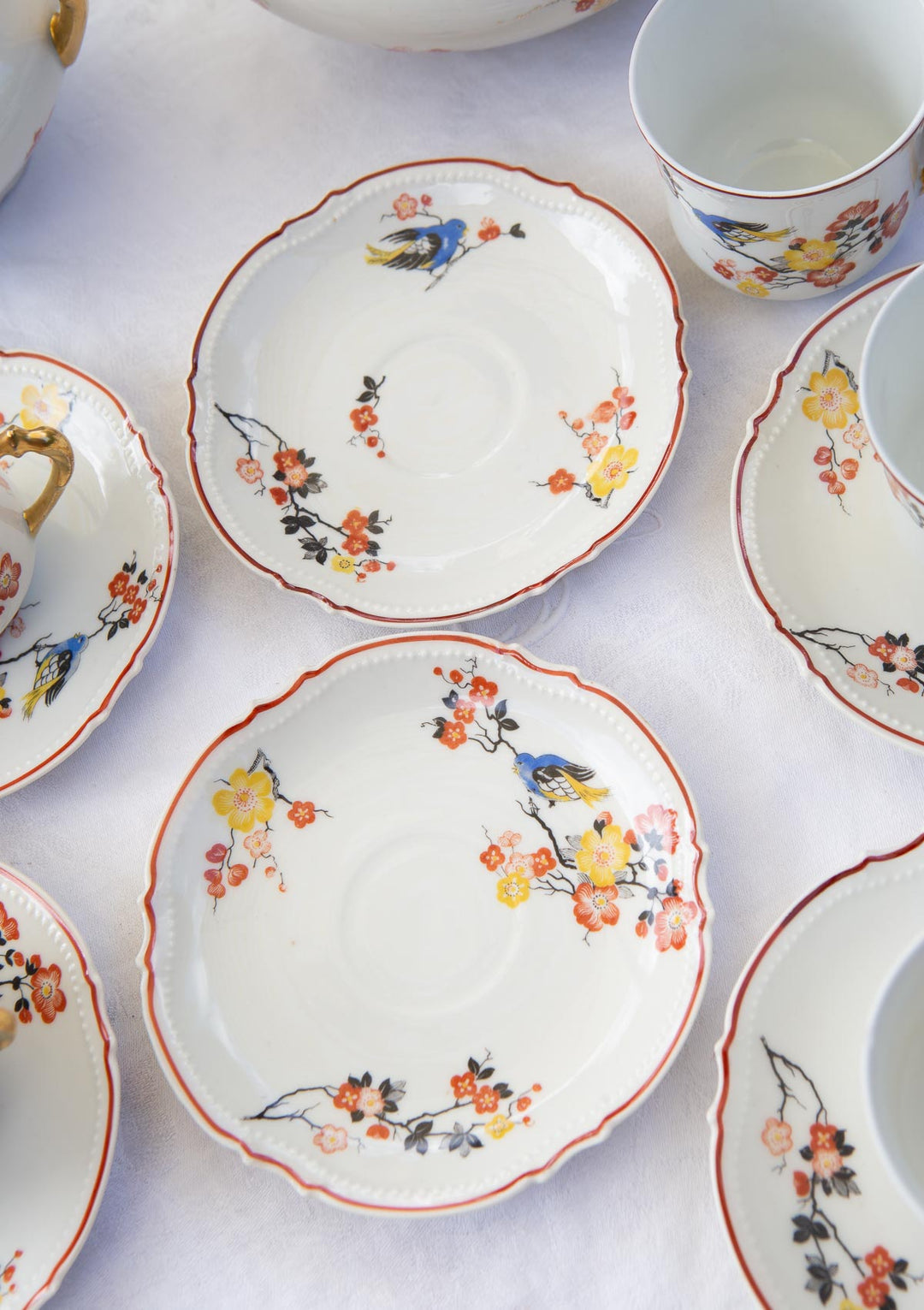 Antiguo juego café para 6 porcelana Limoges Malaveix et Granger 1920-30 (16 PIEZAS)