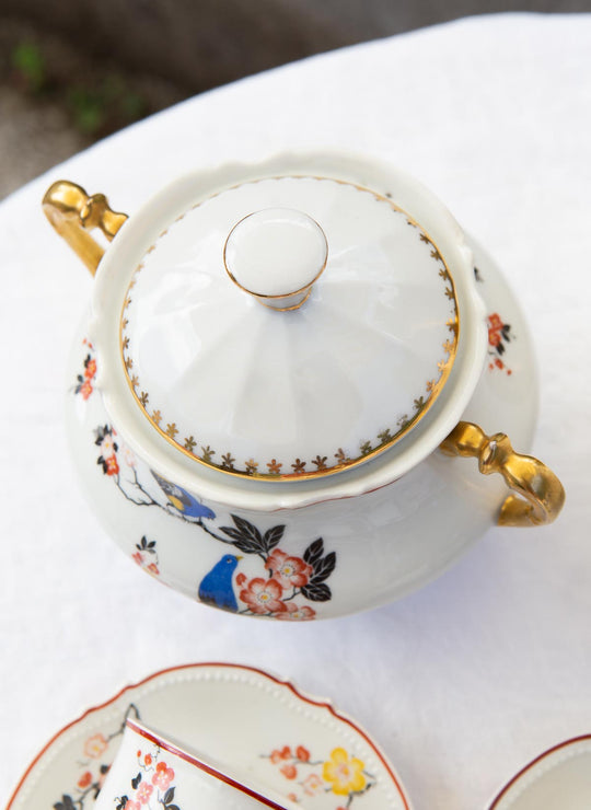 Antiguo juego café para 6 porcelana Limoges Malaveix et Granger 1920-30 (16 PIEZAS)