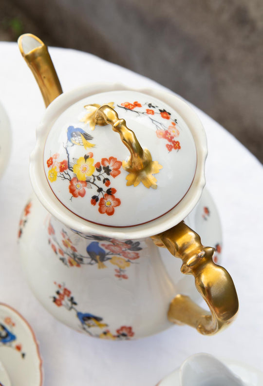 Antiguo juego café para 6 porcelana Limoges Malaveix et Granger 1920-30 (16 PIEZAS)