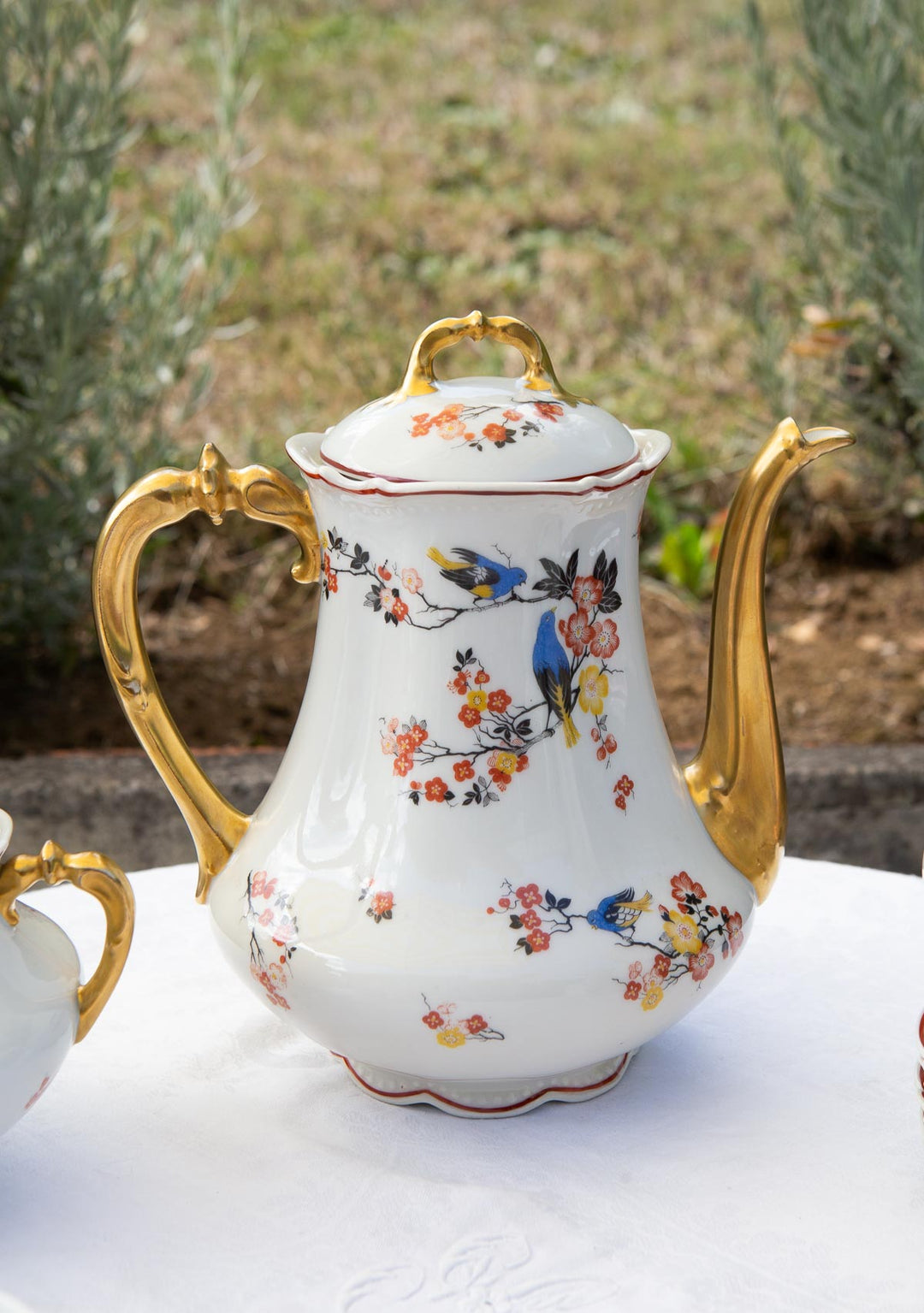 Antiguo juego café para 6 porcelana Limoges Malaveix et Granger 1920-30 (16 PIEZAS)
