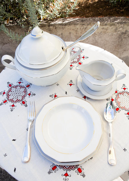 Vajilla alemana para 12 porcelana Winteling Bavaria "Heirloom Platinum" s. XX (57 PIEZAS)
