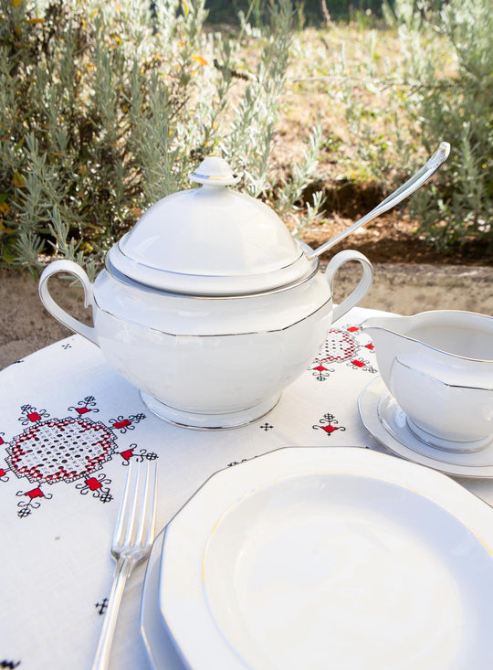 Vajilla alemana para 12 porcelana Winteling Bavaria "Heirloom Platinum" s. XX (57 PIEZAS)
