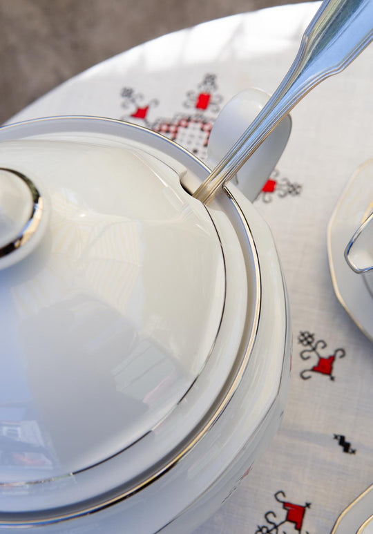 Vajilla alemana para 12 porcelana Winteling Bavaria "Heirloom Platinum" s. XX (57 PIEZAS)