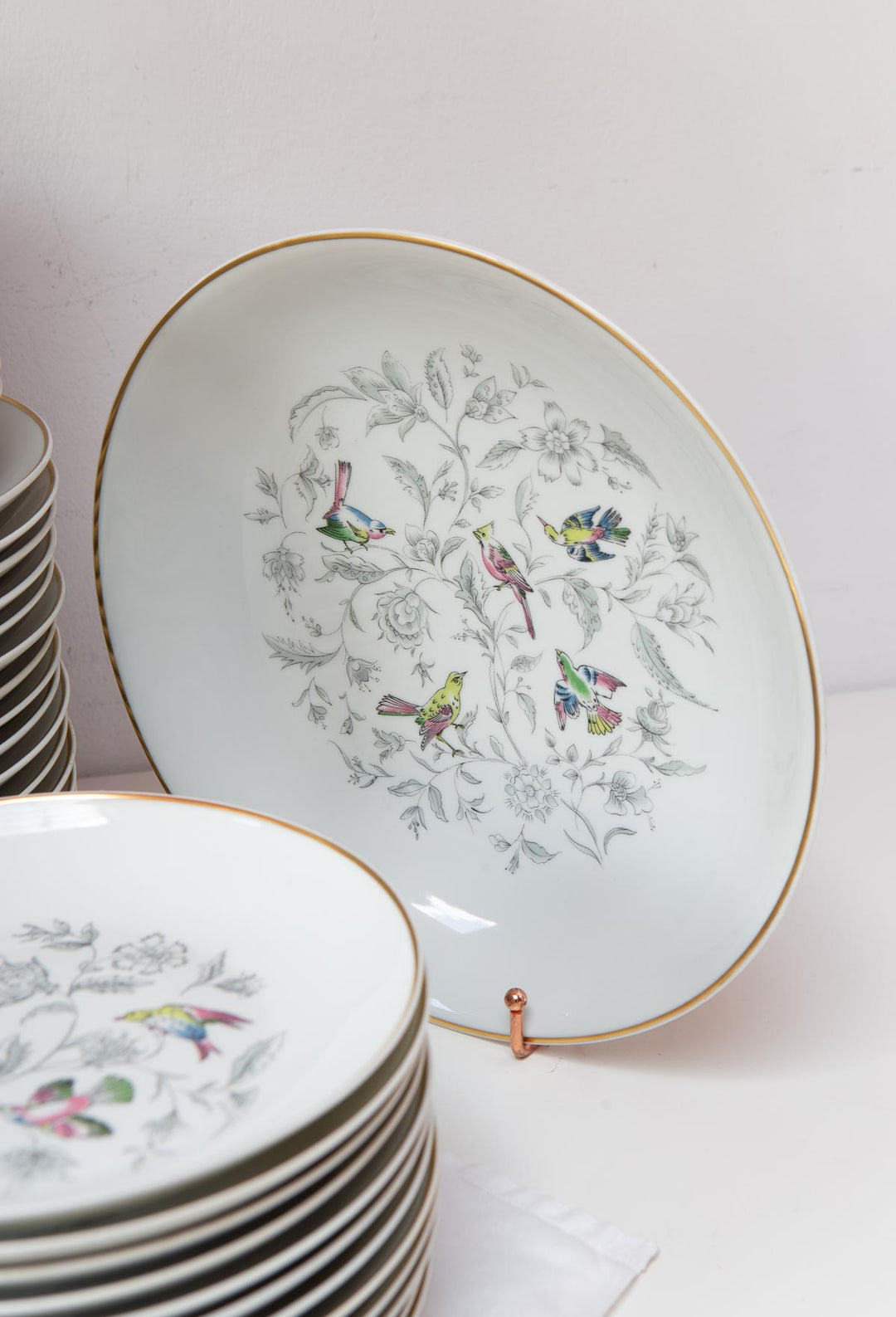 Vajilla francesa para 12 porcelana Limoges Bernardaud "Oiseaux des Iles" (56 PIEZAS)
