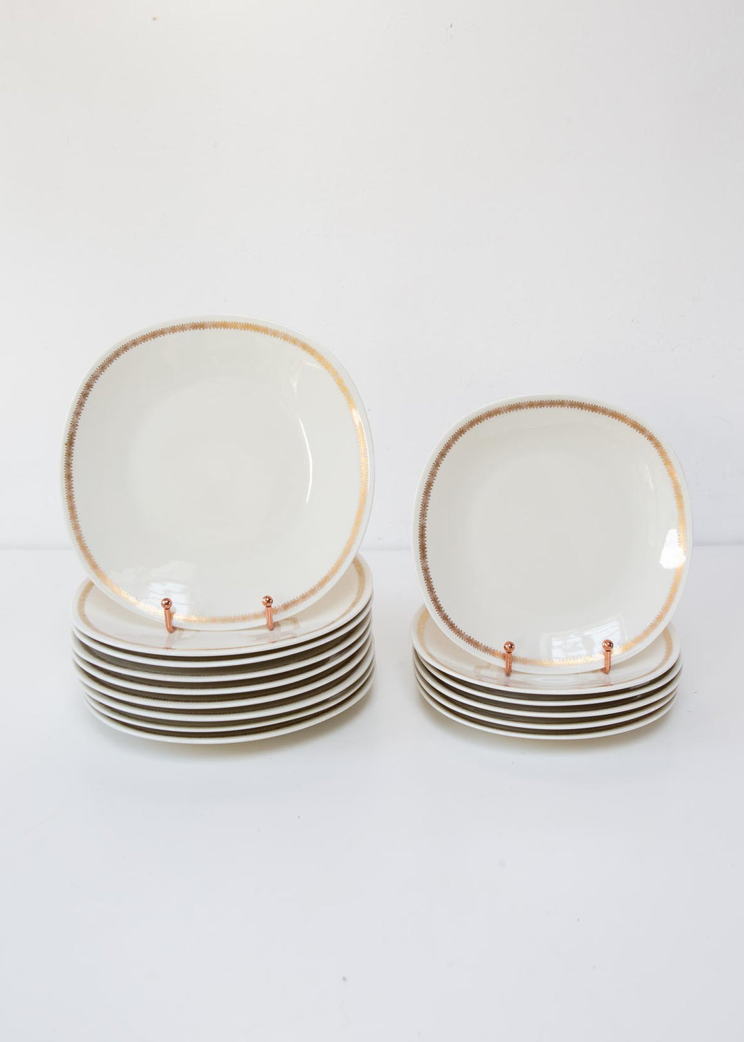 Juego platos 6+9 porcelana Limoges Raynaud "Plumes" al oro fino (15 PIEZAS)