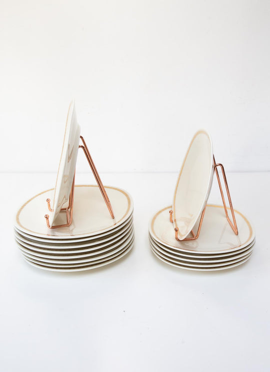 Juego platos 6+9 porcelana Limoges Raynaud "Plumes" al oro fino (15 PIEZAS)