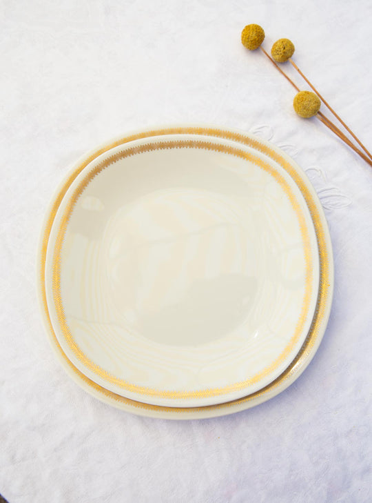 Juego platos 6+9 porcelana Limoges Raynaud "Plumes" al oro fino (15 PIEZAS)