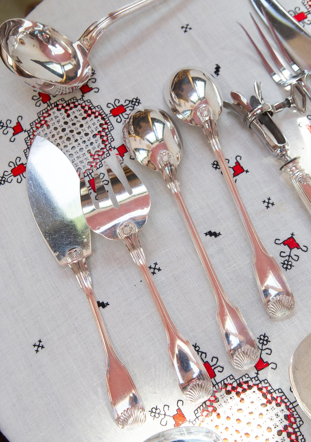 Excepcional cubertería francesa PARA 12 metal baño plata Felix Frères Luis XV Coquille (186 PIEZAS)