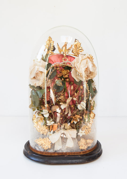 Antiguo fanal o "globe mariée" francés Napoleón III s. XIX (42 cm)
