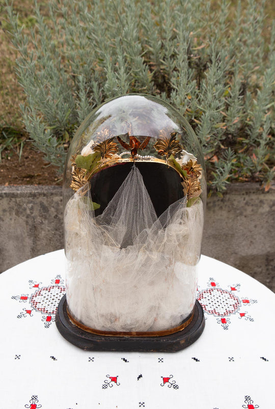 Antiguo fanal o "globe mariée" francés Napoleón III s. XIX (42 cm)