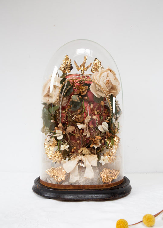 Antiguo fanal o "globe mariée" francés Napoleón III s. XIX (42 cm)