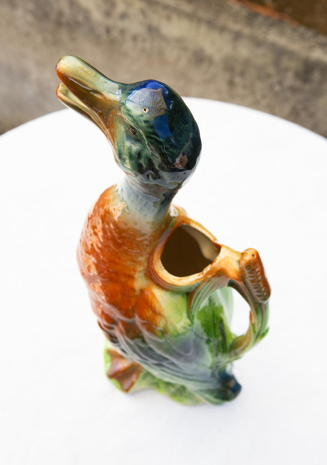 Jarra de loza francesa Saint Clément figura pato c. 1960s