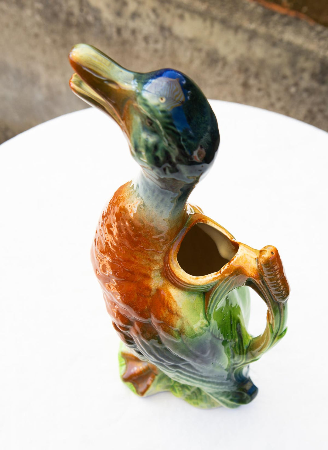 Jarra de loza francesa Saint Clément figura pato c. 1960s