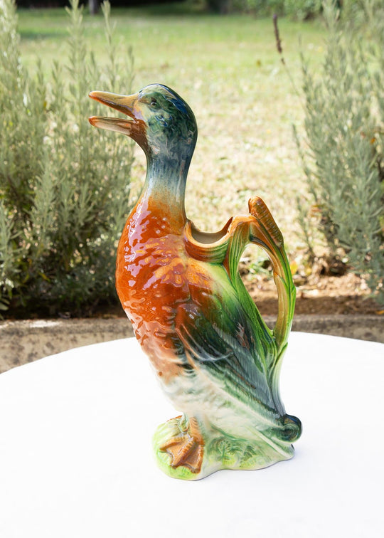 Jarra de loza francesa Saint Clément figura pato c. 1960s