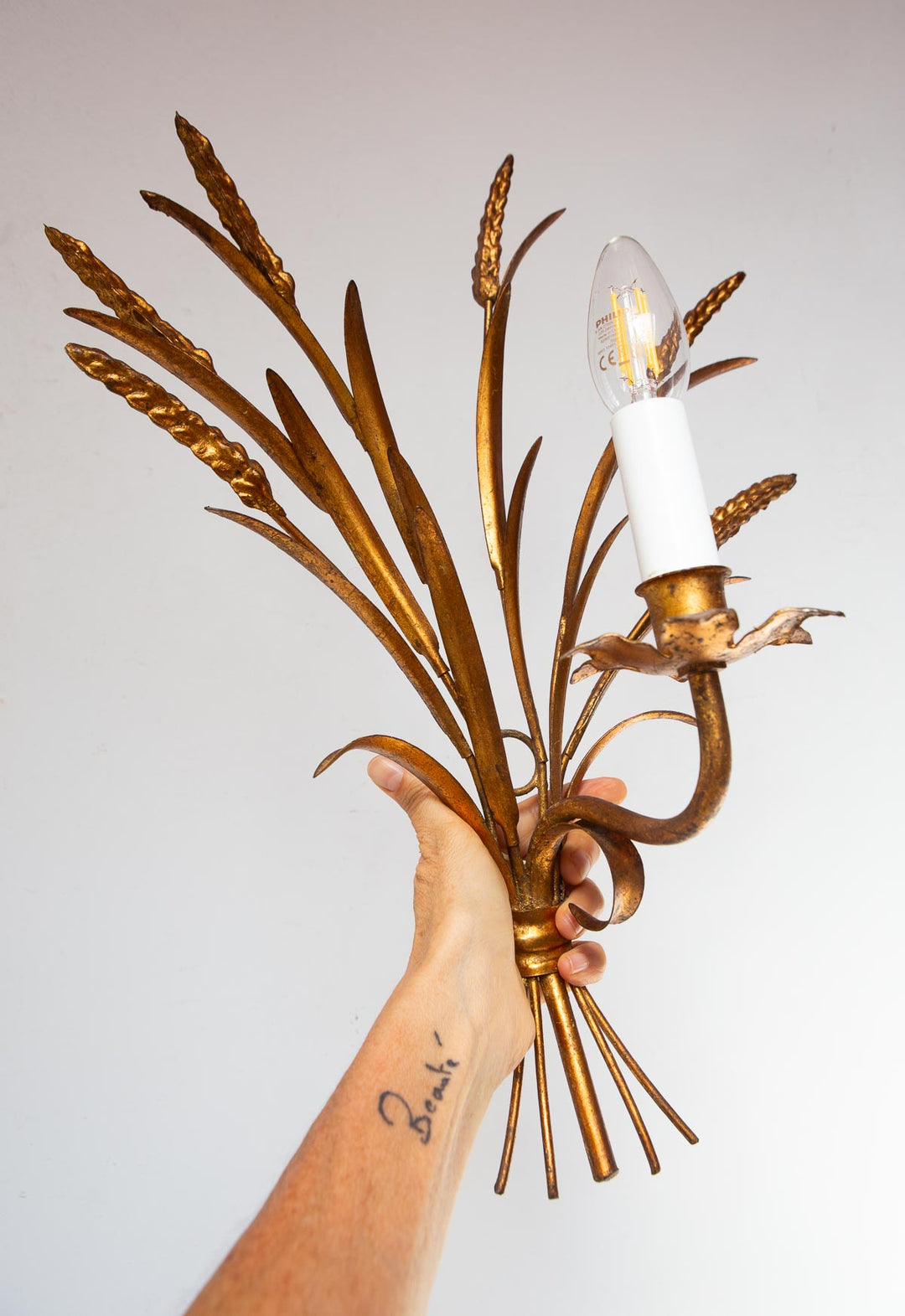 Aplique italiano metal dorado hojas y espigas c. 1960/70 (48*37 cm)