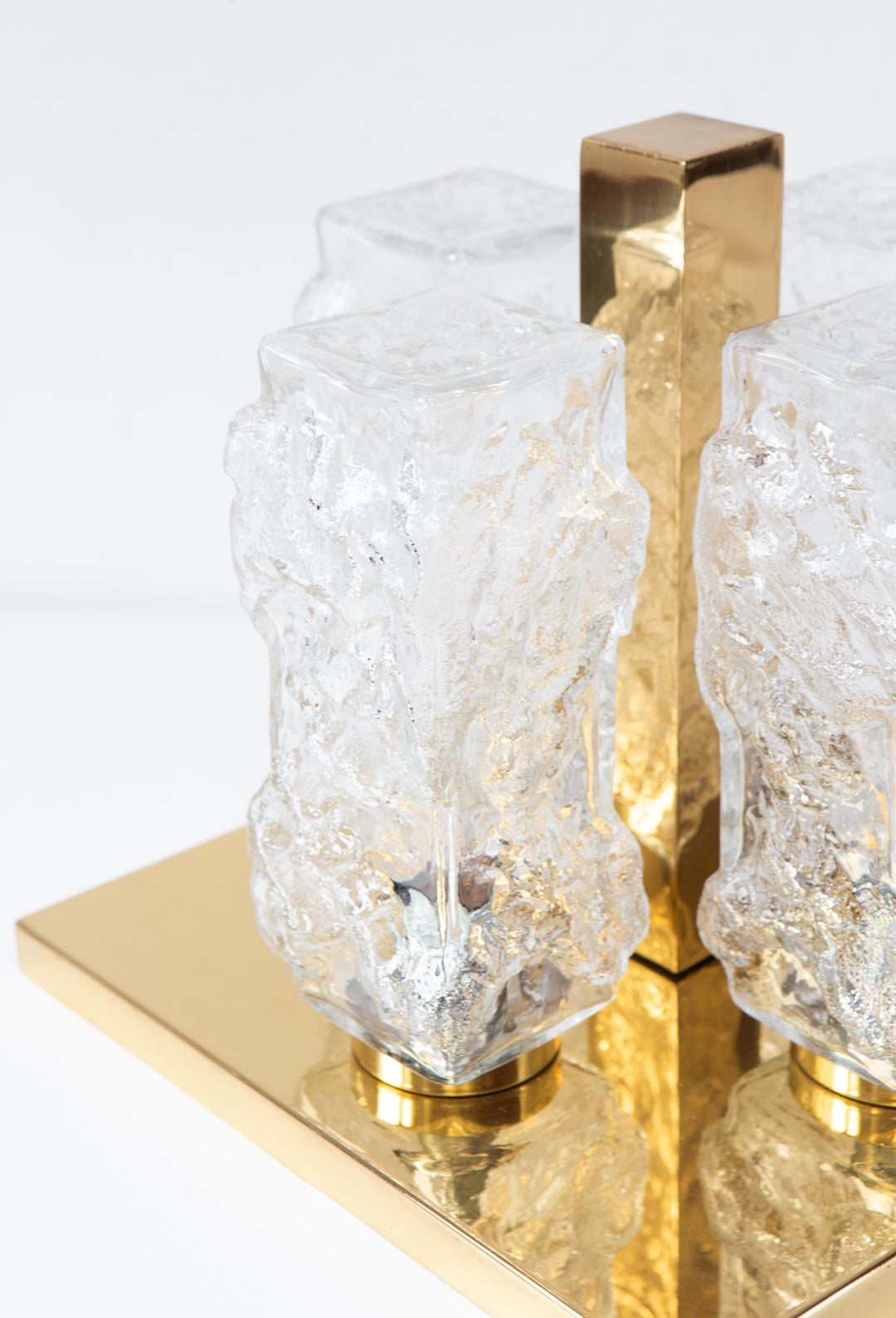 Plafón de techo alemán Hillebrand cristal y latón 1970s