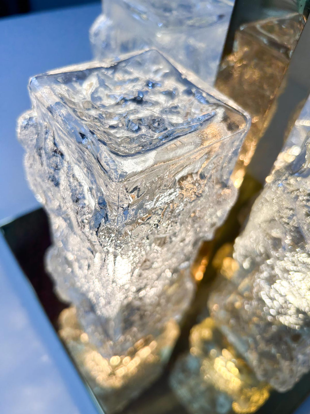 Plafón de techo alemán Hillebrand cristal y latón 1970s