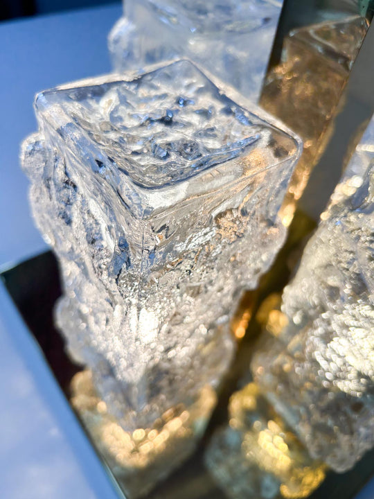 Plafón de techo alemán Hillebrand cristal y latón 1970s