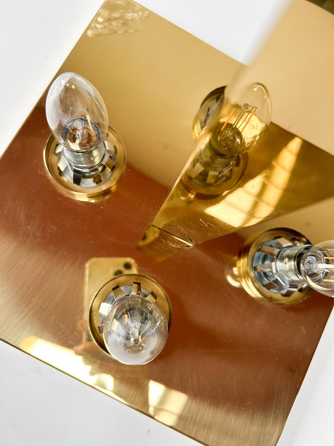 Plafón de techo alemán Hillebrand cristal y latón 1970s