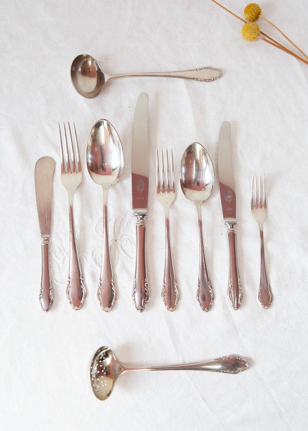 Cubertería sueca COMPLETA PARA 12 Skandia, metal baño plata c. 1930/40s (88 PIEZAS)