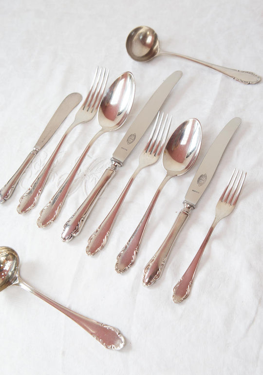 Cubertería sueca COMPLETA PARA 12 Skandia, metal baño plata c. 1930/40s (88 PIEZAS)