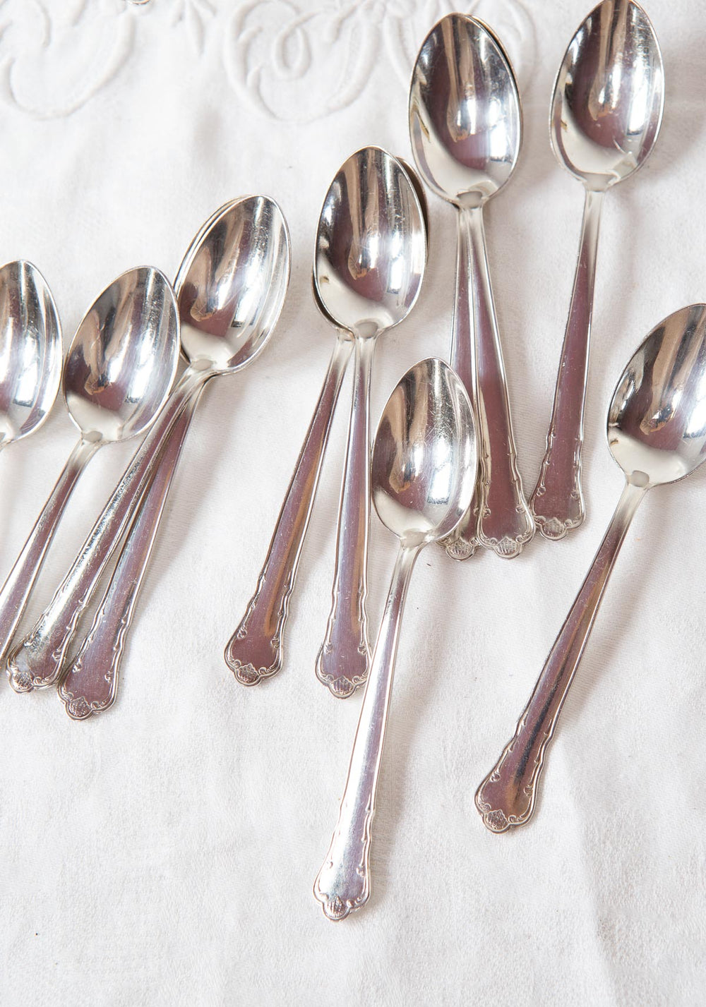 Juego 12 cucharillas café moca suecas metal baño plata GAB (11 cm)