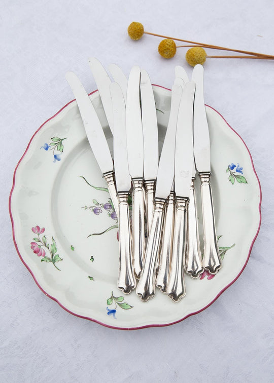 Juego 12 cuchillos ENTRANTES suecos GAB Chippendale metal baño plata
