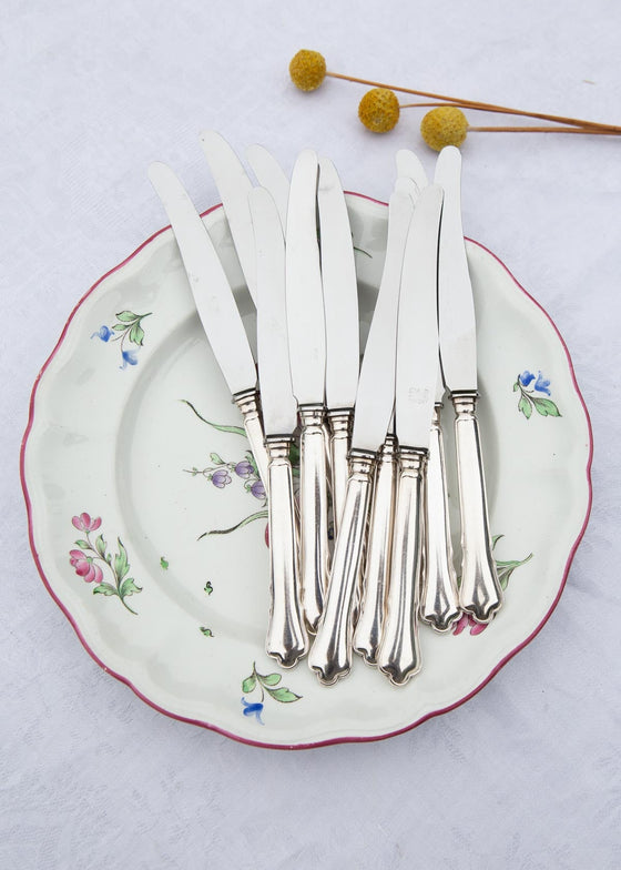 Juego 12 cuchillos ENTRANTES suecos GAB Chippendale metal baño plata