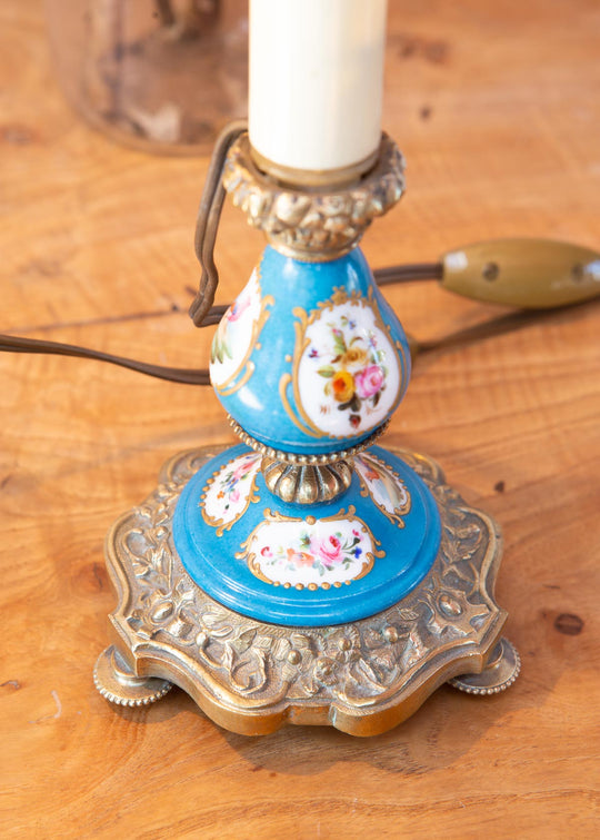 Pareja lamparitas mesa francesas porcelana s. XIX (VENDIDA)