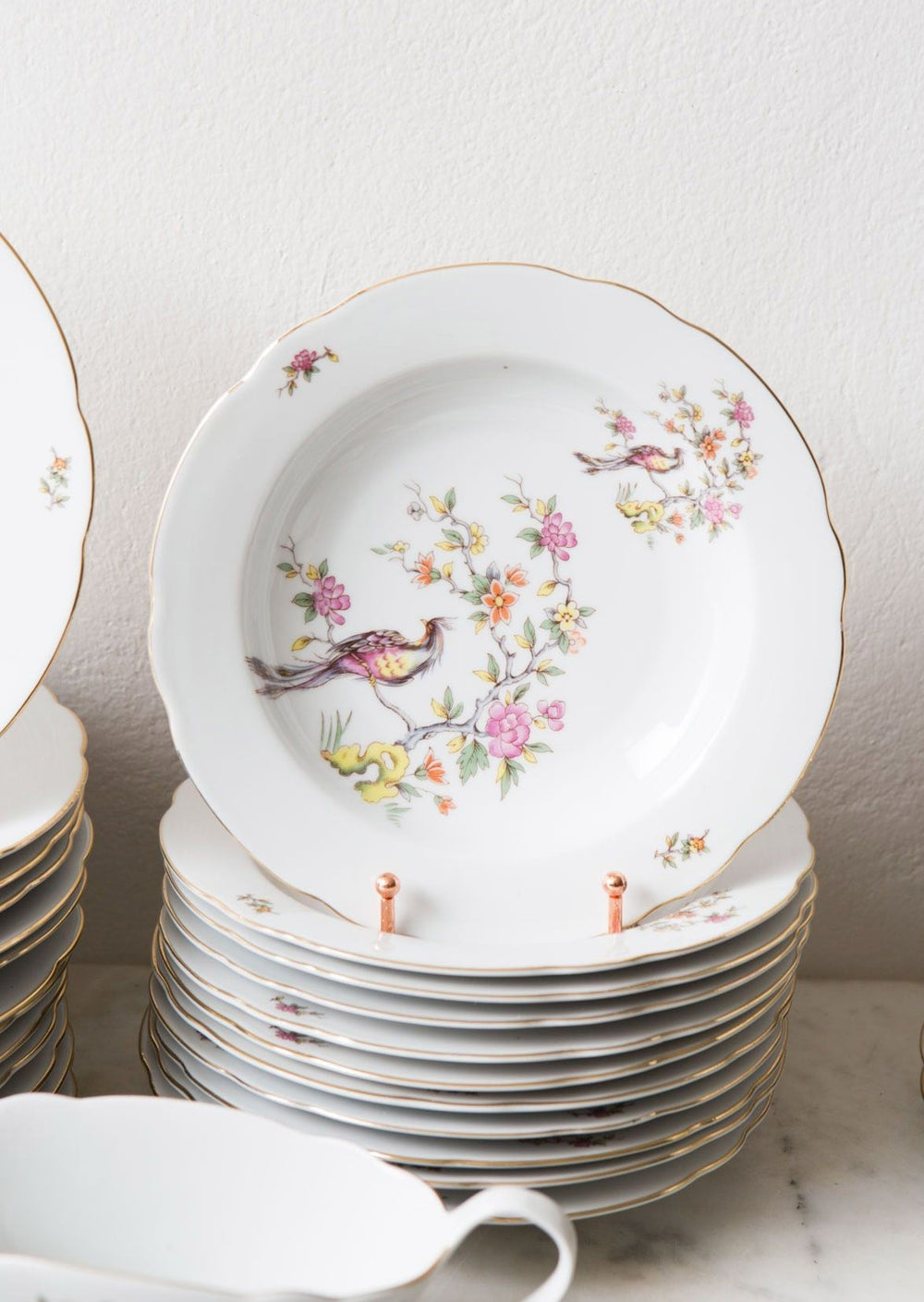Vajilla porcelana alemana vintage pájaros y flores (VENDIDO)