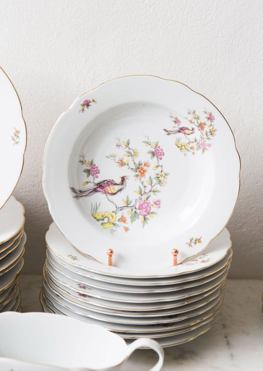 Vajilla porcelana alemana vintage pájaros y flores (VENDIDO)