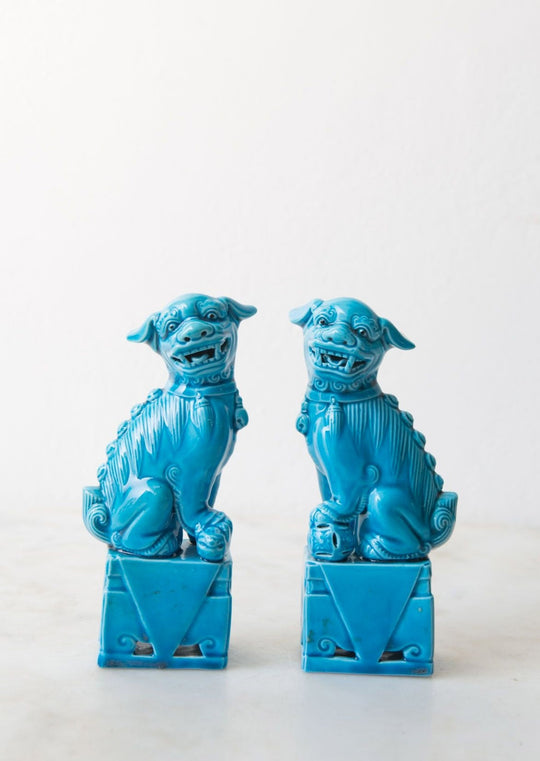 Pareja dragones chinos porcelana turquesa (VENDIDA)