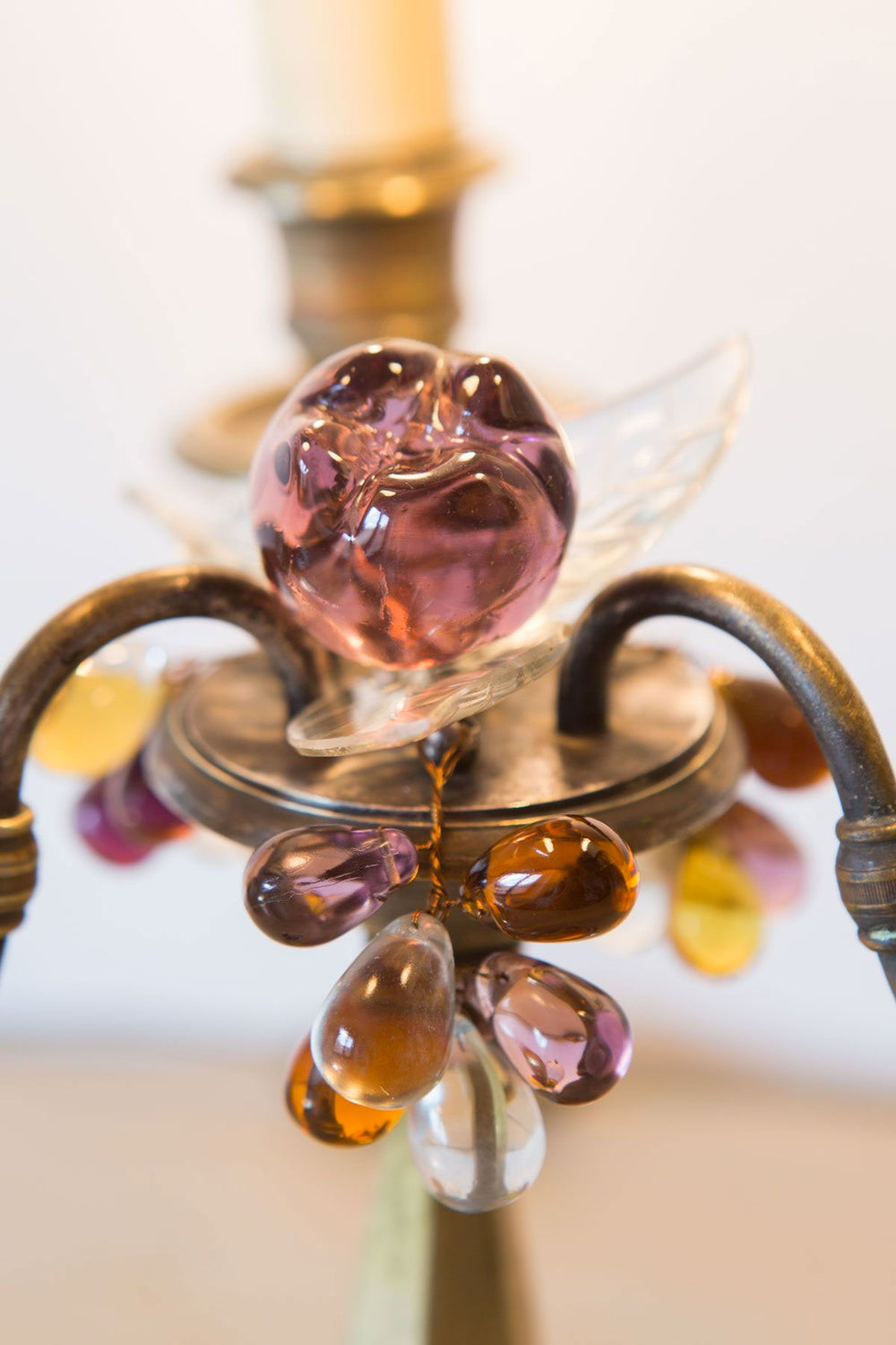 Pareja antiguos "girandoles" franceses con cristales Murano (36 cm)