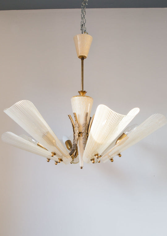 Lámpara techo años 50 cristales midcentury (VENDIDA)