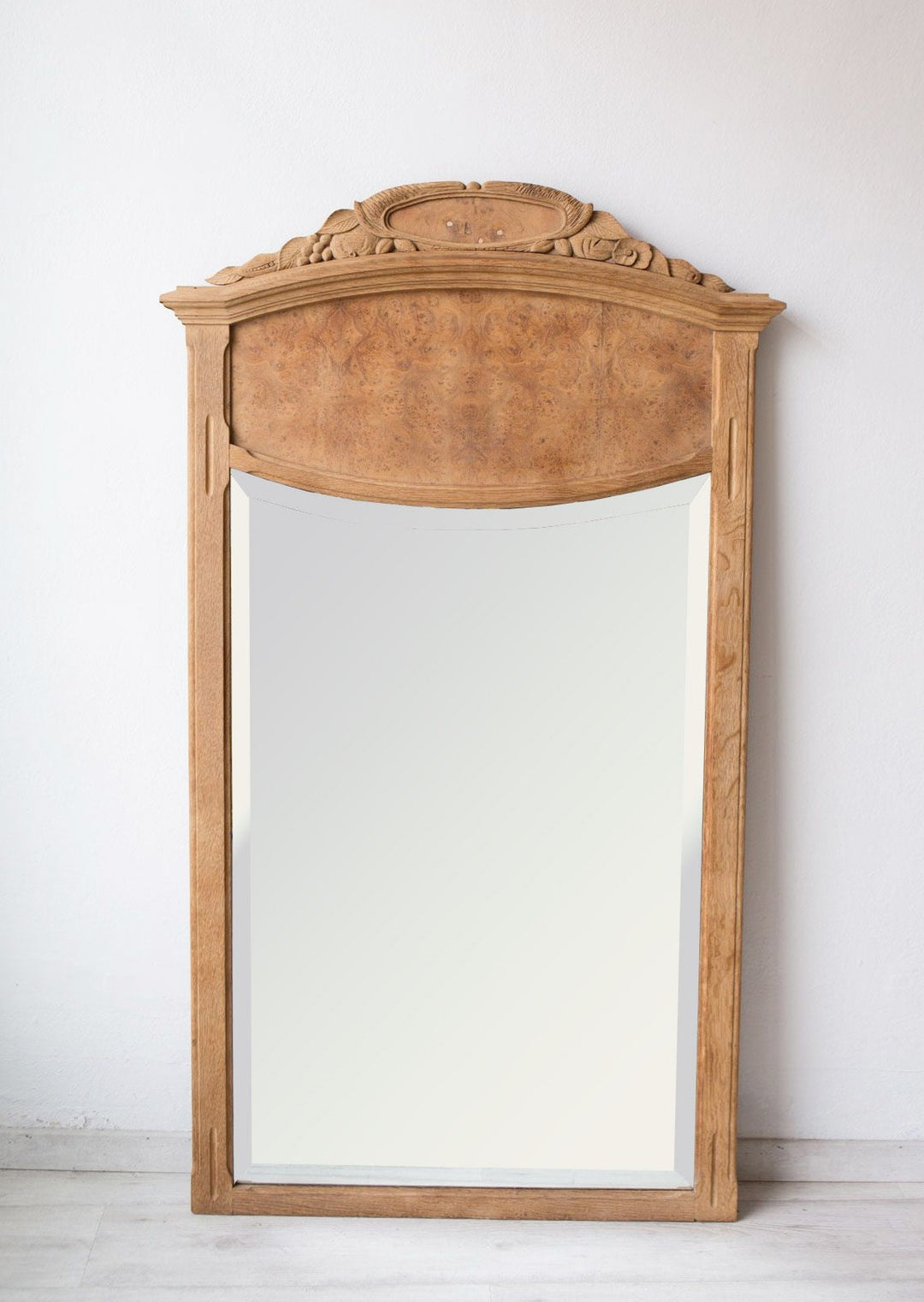 Gran antiguo espejo francés roble decapado art decó (VENDIDO)