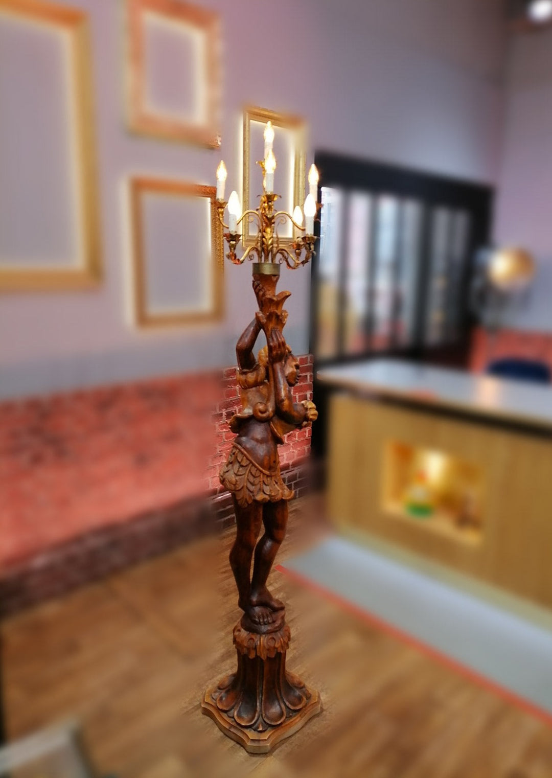 Gran lámpara pie estilo veneciano nubio con antorcha 9 luces (VENDIDA)