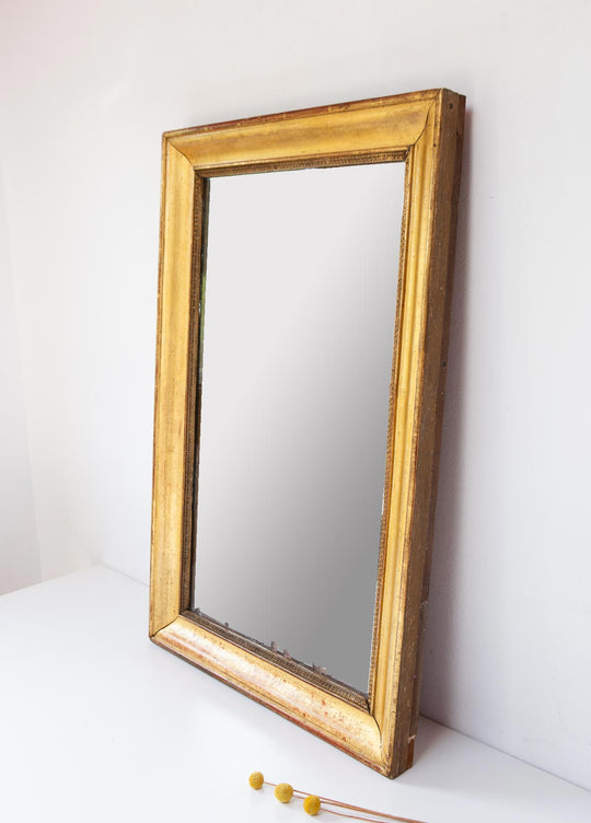 Antiguo espejo francés rectangular madera dorada s. XIX ( 53*81 cm)