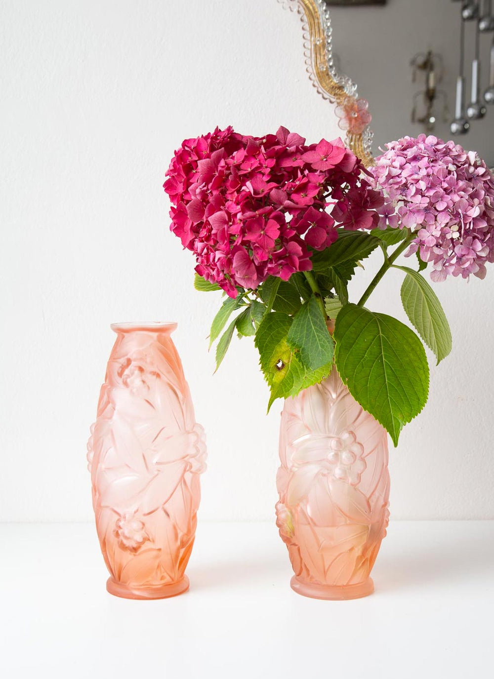 Pareja jarrones art decó franceses rosa años 20/30 french vases