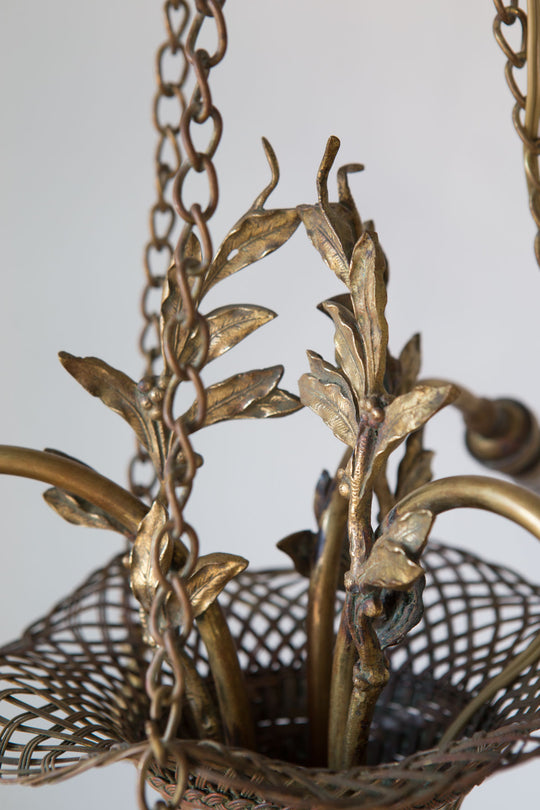 Antigua araña francesa cesta con hojas laurel (38 cm)