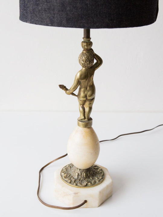 Antigua lámpara mesa alabastro angelote (VENDIDA)